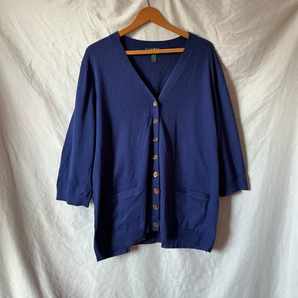 Lauren Ralph Lauren Sweaters - Lauren Ralph Lauren blue cardigan sweater 3/4 sleeves size